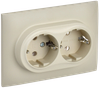 SKANDY Розетка 2-местная с заземлением без защитных шторок 16А в сборе SK-R08B бежевый IEK0