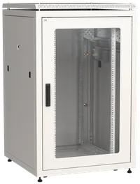 ITK LINEA N Шкаф сетевой 19" 24U 800х800мм стеклянная передняя дверь задняя металлическая серый