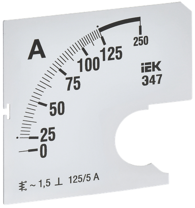 Шкала сменная для амперметра Э47 125/5А класс точности 1,5 72х72мм IEK