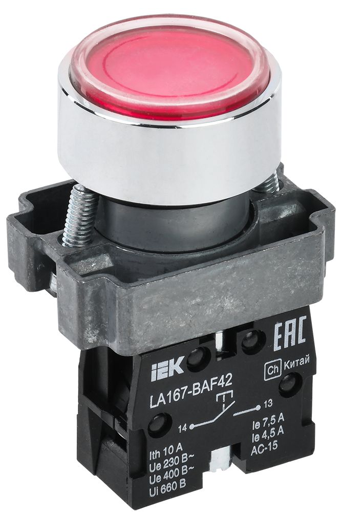 Кнопка управления LA167-BAF42 d=22мм 1NC красная IEK (BBT20-BAF42-2-22-67-K04)