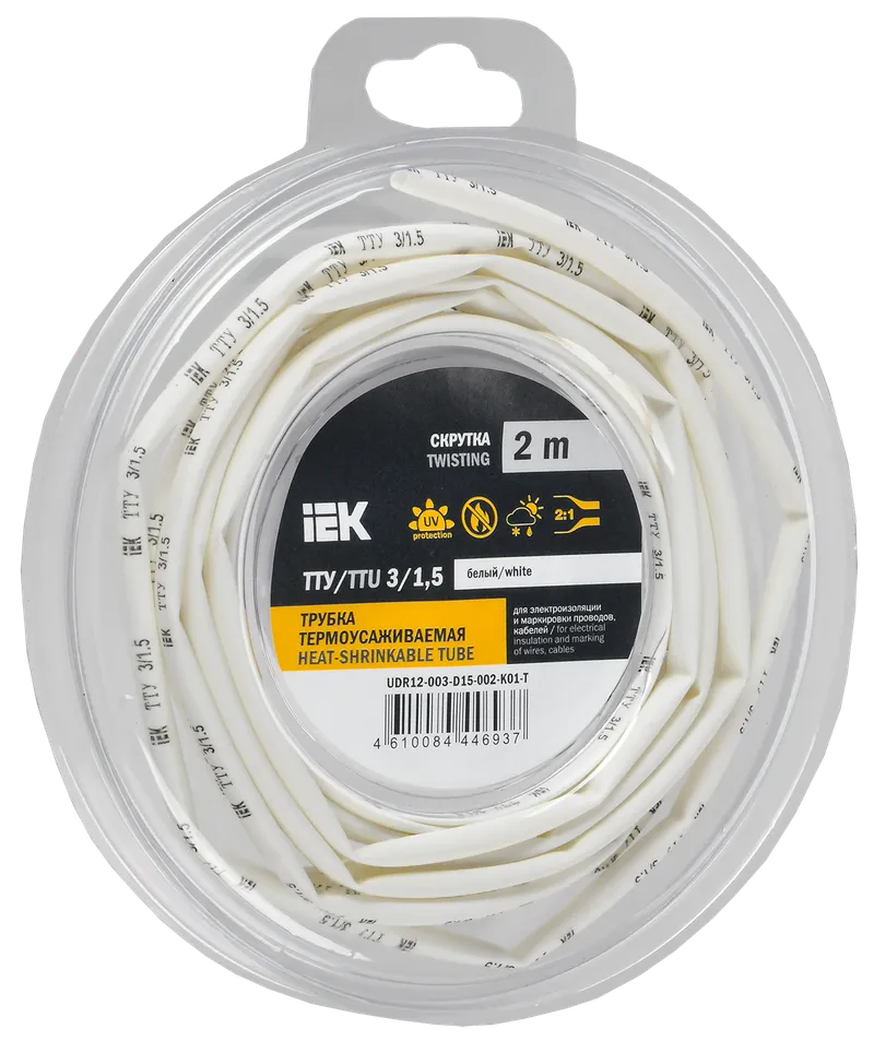 Heat shrink tubing TTU ng-LS 3/1.5 white (2m/pack) IEK