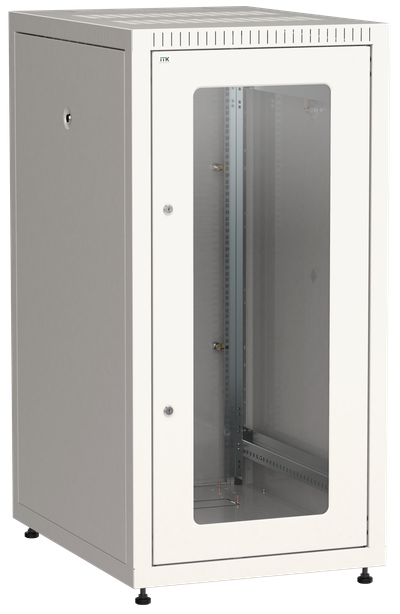 ITK Шкаф сетевой LINEA E 27U 600x800 мм с щеточными вводами стеклянная дверь серый
