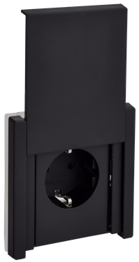 FORTE&PIANO Розетка 1-местная с заземлением с защитными шторками и крышкой винтовое крепление 16А IP44 FP121M металл черный IEK