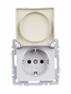 BRITE Розетка 1-местная с заземлением с защитными шторками и крышкой 16А IP44 РСбш10-3-44-БрА алюминий IEK8
