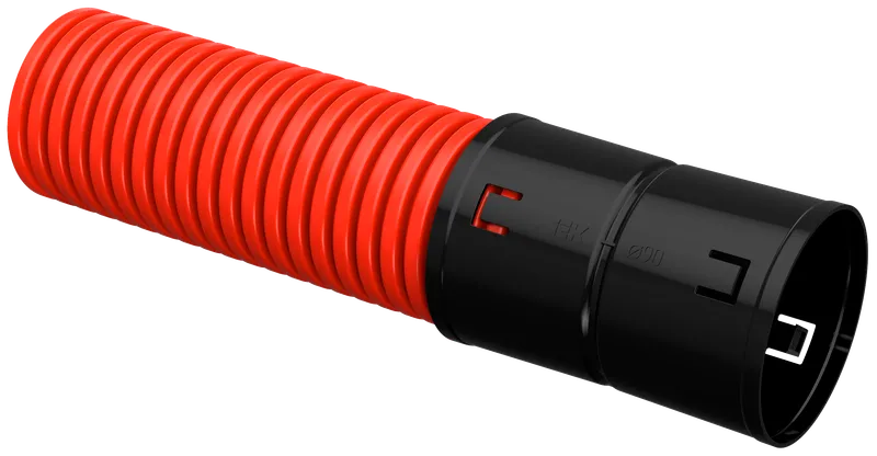 Corrugated double-wall HDPE pipe d=90mm red (100 m) IEK with a broach tool