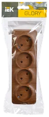 RS24-2-XD Quadruple socket without grounding contact 16A with opening installation GLORY (oak) IEK1