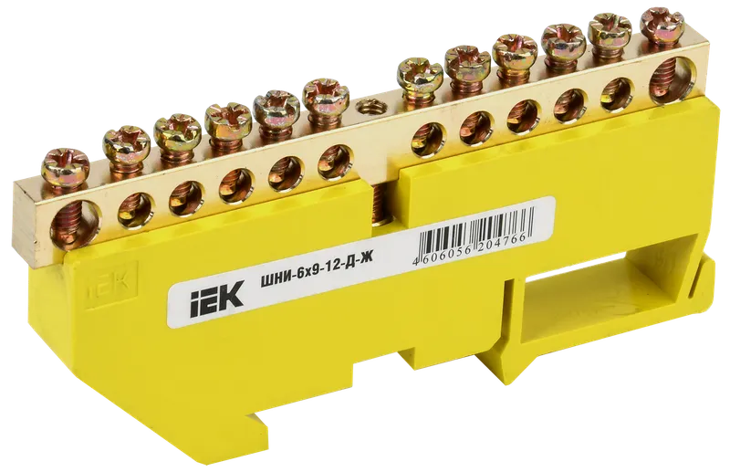 Шина PE "земля" на DIN-изол ШНИ-6х9-12-Д-Ж IEK (YNN10-69-12D-K05 ...