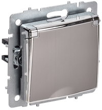 BRITE Розетка 1-местная с заземлением с защитными шторками и крышкой 16А IP20 РСбш10-3-БрГН металл хром/никель IEK