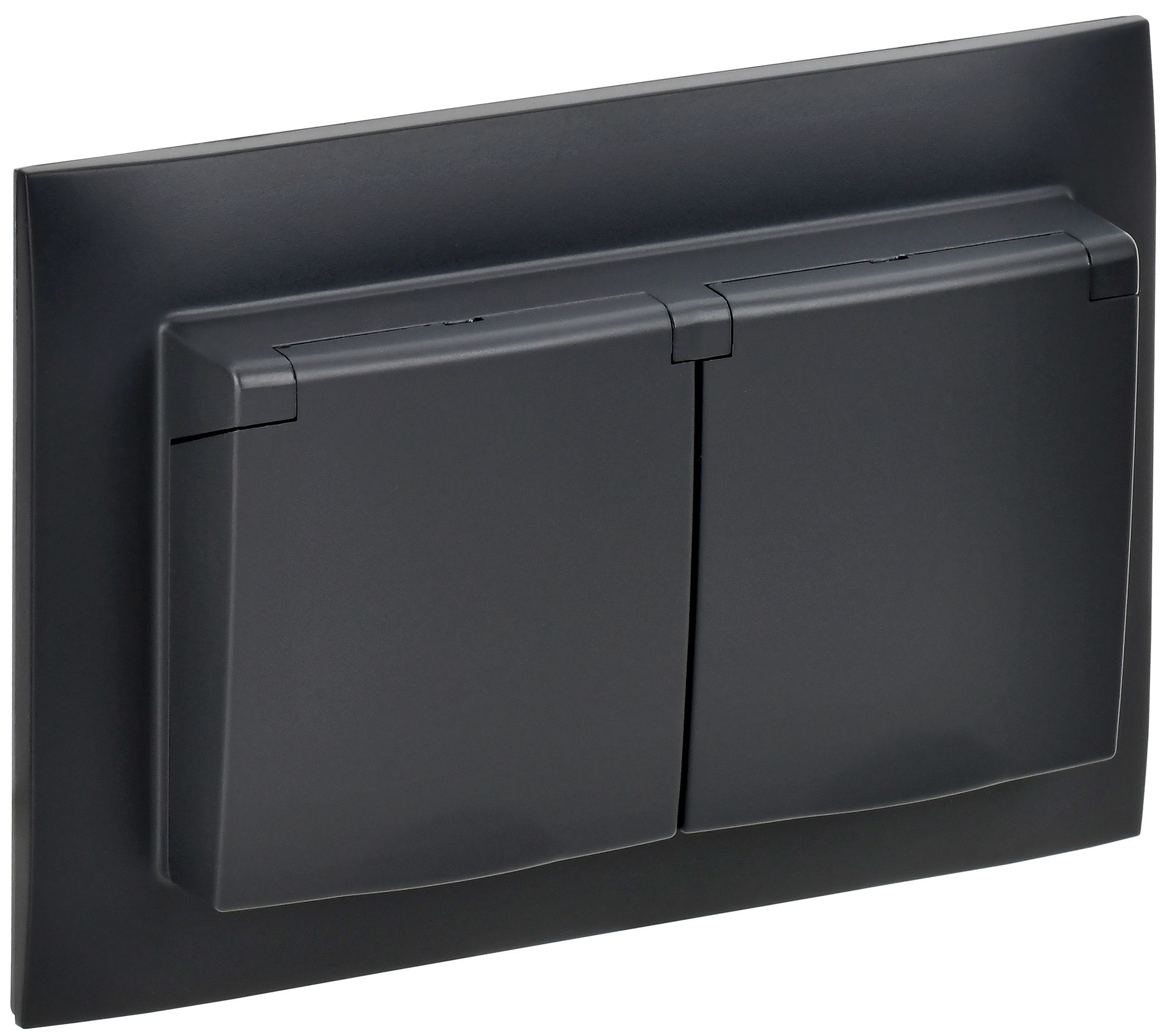 SKANDY Розетка 2-местная и крышкой 16А в сборе IP44 SK-R12Bl черный IEK (SK-R26-16-44-K02-F)