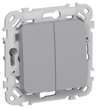 FLITE Выключатель 2-клавишный кнопочный 10А ВС12-2-0-ФлС серый IEK