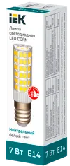 Лампа светодиодная CORN капсула 7Вт 230В 4000К керамика E14 IEK2