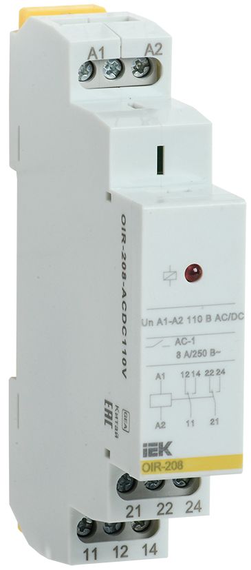 Реле промежуточное модульное OIR 2 контакта 8А 110В AC/DC IEK (OIR-208-ACDC110V)