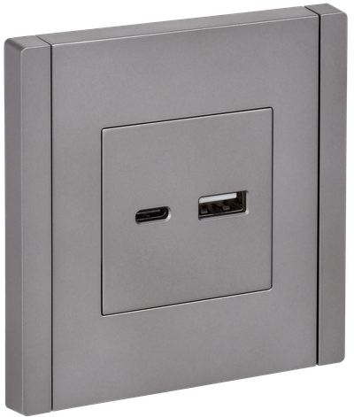 FORTE&PIANO Розетка USB A+C 18Вт FP551 сталь IEK