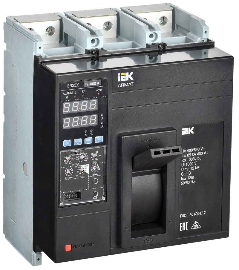 ARMAT Автоматический выключатель в литом корпусе 3P типоразмер N 85кА 800А расцепитель электронный стандартный IEK