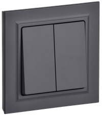 BRITE Выключатель 2-клавишный 10А в сборе ВСР10-2-0-БрГ графит IEK
