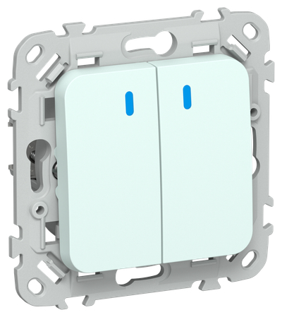 FLITE Выключатель 2-клавишный кнопочный с индикацией 10А ВС12-2-1-ФлХЛ холодный лед IEK