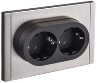 FORTE&PIANO Розетка 2-местная с заземлением без защитных шторок безвинтовое крепление 16А FP724M металл никель IEK