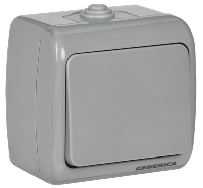 AQUATIC Выключатель 1-клавишный для открытой установки 10А IP54 ВС-20-1-0-А GENERICA