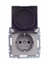 BRITE Розетка 1-местная с заземлением с защитными шторками и крышкой 16А IP44 РСбш10-3-44-БрС сталь IEK8