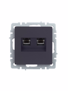 BRITE Розетка двойная RJ11+RJ45 кат.5E РК/Т12-БрГ графит IEK2