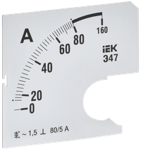 Шкала сменная для амперметра Э47 80/5А класс точности 1,5 72х72мм IEK