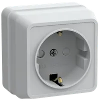 OKTAVA Single-gang socket with grounding with protective shutters for open installation 16A RSsh20-3-OB white IEK