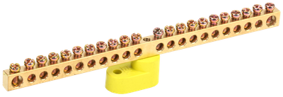 Шина PE "земля" на одном угловом изоляторе ШНИ-6х9-22-У1-Ж IEK