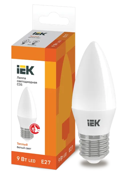 LED lamp C35 candle 9W 230V 3000K E27 IEK is intended for use in lighting devices for external and internal lighting of industrial, commercial and domestic facilities.

Complies with the requirements of the Technical Regulations of the Customs Union TR TS 004/2011, TR TS 020/2011, IEC 62560, Decree of the Government of the Russian Federation of November 10, 2017 No. 1356.