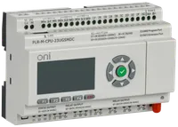 ONI Micro PLC. Expandable version. With built-in screen. 10 discrete inputs (4 as U/I, 2 as 0-10V, 4 up to 60kHz), 2 transistor outputs up to 10kHz, 8 relay outputs. RTC. SD card. RS485. ethernet. GSM/LTE. Supply voltage 24V DC