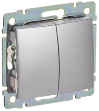 VALENA Выключатель 2-клавишный схема 5 10АХ безвинтовые зажимы алюминий