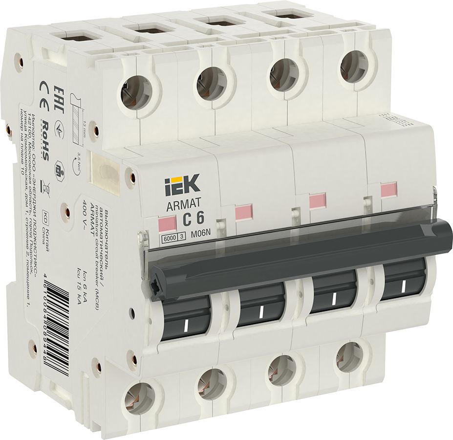 ARMAT Автоматический выключатель M06N 4P C 6А IEK (AR-M06N-4-C006)