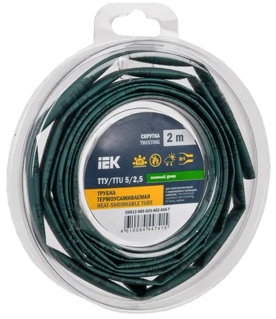 Heat shrink tubing TTU ng-LS 5/2.5 green (2m/pack) IEK