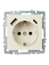 BRITE Socket outlet 1-gang grounded with protective shutters 16A with USB A+C 18W PYush11-1-BrKr beige IEK1