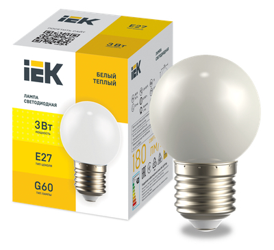 Лампа светодиодная декоративная G60 шар 3Вт 230В теплый белый E27 IEK