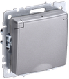 BRITE Розетка 1-местная с заземлением с защитными шторками и крышкой 16А IP44 РСбш10-3-44-БрА алюминий IEK0