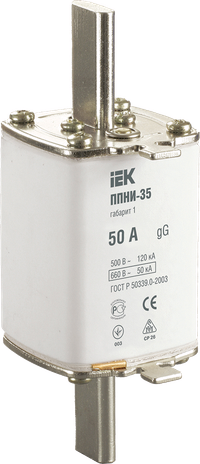 Плавкая вставка предохранителя ППНИ-35 габарит 1 50А IEK