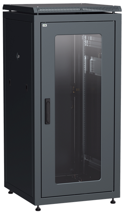ITK LINEA N Шкаф сетевой 19" 24U 600х800мм стеклянная передняя дверь задняя металлическая черный