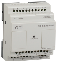 Логическое реле PLR-S. Модуль расширения 8 каналами дискретного ввода серии ONI (4 могут использоваться как аналоговый ввод 0..10 В DC), 8 каналами релейного вывода (до 10А). Напряжение питания 12-24 В DC