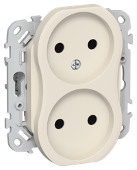 FLITE Розетка 2-местная без заземления без защитных шторок безвинтовое крепление 10А РС02-1-ФлСл сливочный IEK