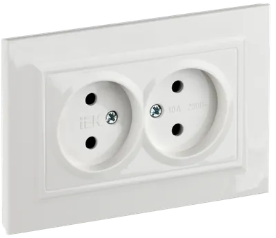 BRITE 2-gang socket without earthing with protective shutters 10A, complete RSsh12-2-BrB white IEK