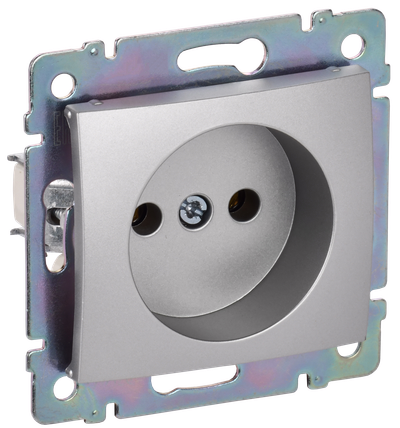 VALENA DIY Розетка 1-местная без заземления без защитных шторок 16А алюминий