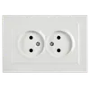 BRITE Double socket without ground without shutters 10A with frame PC12-2-BrB white IEK2