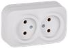 GLORY Розетка 2-местная для открытой установки без заземления без защитных шторок 10А РС22-2-ХБм белый матовый IEK0