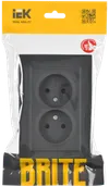 BRITE 2-gang socket without earthing with protective shutters 10A, complete RSsh12-2-BrG graphite IEK1