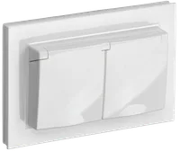 BRITE Double socket with ground with shutters and cover 16A with frame IP44 PCsh12-3-44-BrB white IEK