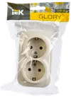 RS22-3-XK Double socket with grounding contact 16Awith opening installation GLORY (cream) IEK1