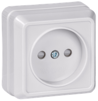 OKTAVA Розетка 1-местная без заземления с защитными шторками для открытой установки 10А РСш20-2-ОБ белый GENERICA