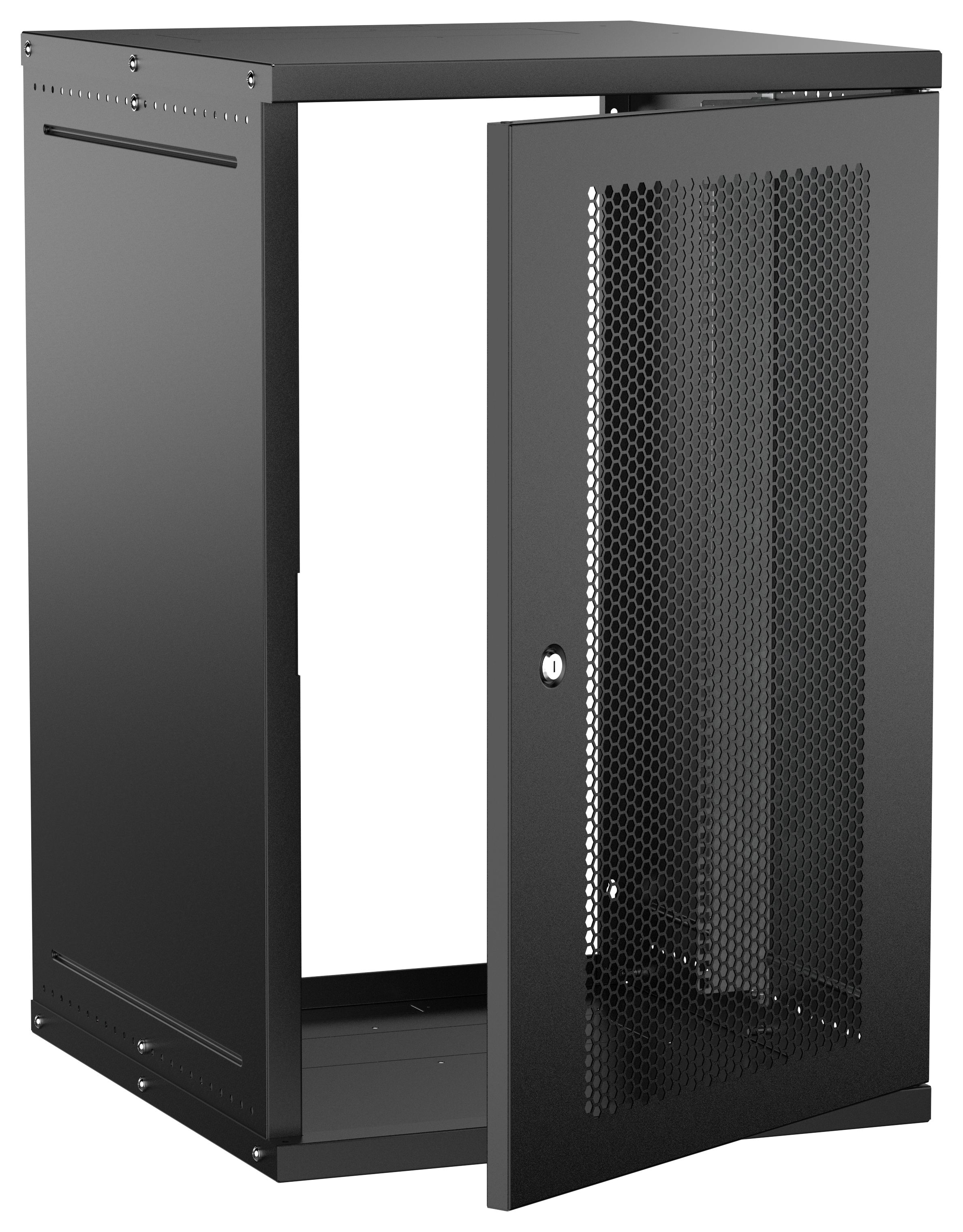 Шкаф настенный 19" 18U 600х650мм перфорированная дверь черный GENERICA (LWE5-18U67-PF-G)