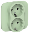 FLITE Розетка 2-местная с заземлением без защитных шторок безвинтовое крепление 16А РС12-1-А-ФлФ фисташковый IEK0