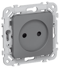 FLITE Розетка без заземления с защитными шторками безвинтовое крепление 10А РСш01-1-ФлМА мокрый асфальт IEK